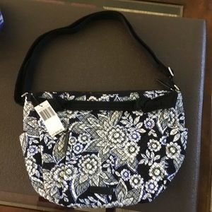 Vera Bradley Hadley On The Go Satchel Black Blue Snow Lotus
